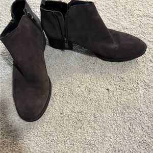 Kenneth Cole Dark Brown Suede Ankle Booties with Side Zip